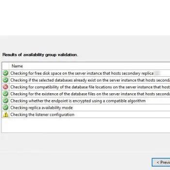 SQL Server Availability Group validation.