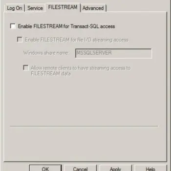 Enable FILESTREAM for Transact-SQL access.