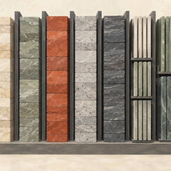 Different column structures are cataloged in a single orderly stone rack