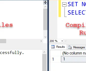 Image showing SQL Server results for NOEXEC command.