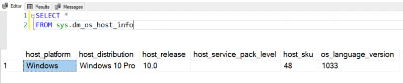 SQL Server Host Info Query.