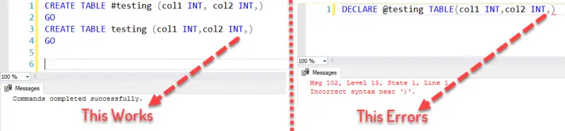 Error dialog of query execution.