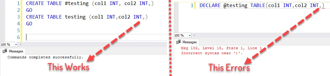Error dialog of query execution.