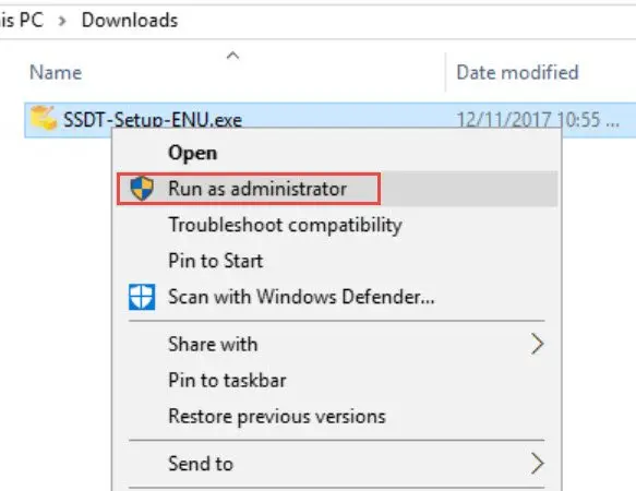 Run as administrator dialog.