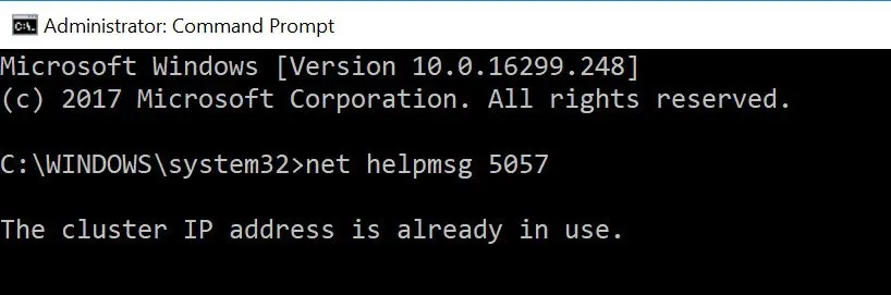 Error code 5057.