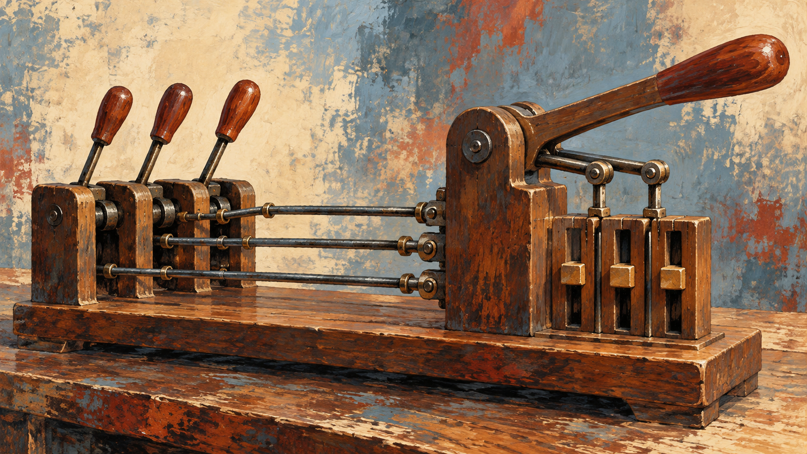 Separate levers and one combined lever move several sliders