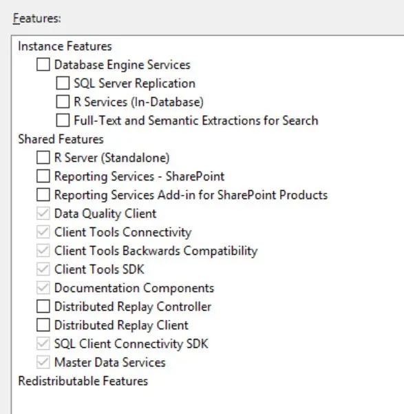 SQL server features.
