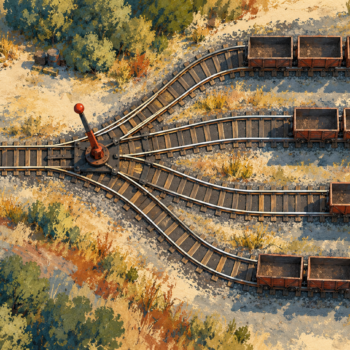 One railway route can split into parallel tracks, but the switch controls the route
