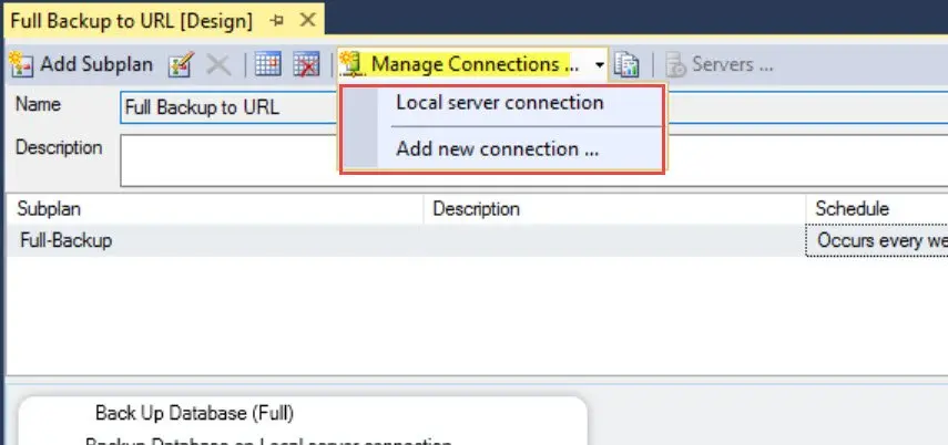 Manage Connections tool window.