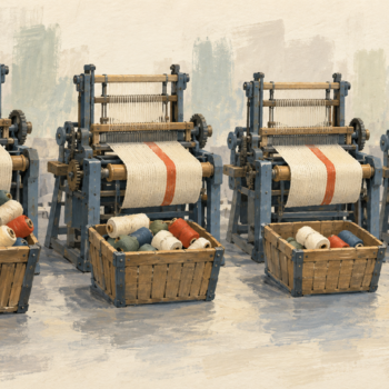 Loom stations have different amounts of waiting work in their baskets