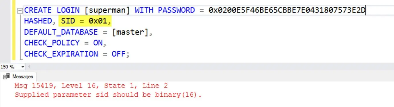 Errmsg about logins created with password.