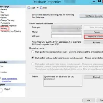 Database Properties Tool Window.