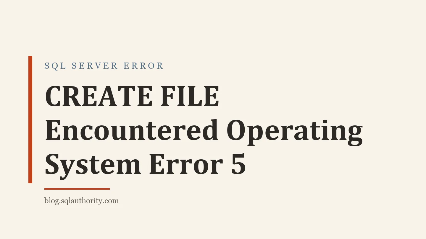 Title card: CREATE FILE Encountered Operating System Error 5