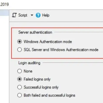Authentication mode SQL Server.