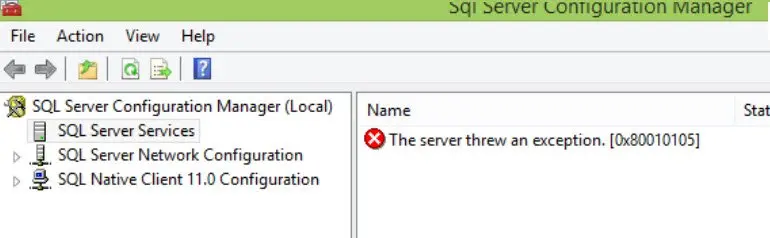 Server exception error.