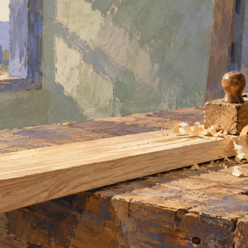 A handplane removes fine shavings while the wooden board remains intact