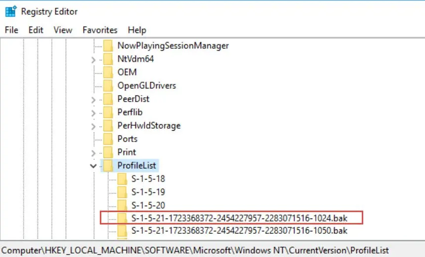 ProfileList Dialog.