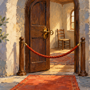 A narrow maintenance entrance opens to one available chair