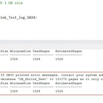 SQL SERVER - Information Message: Cannot shrink file in database to xxxx pages as it only contains yyyy pages.