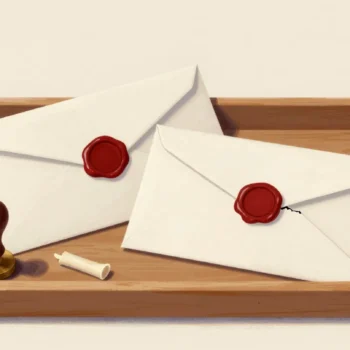 Two sealed envelopes on a tray illustrate why verification matters