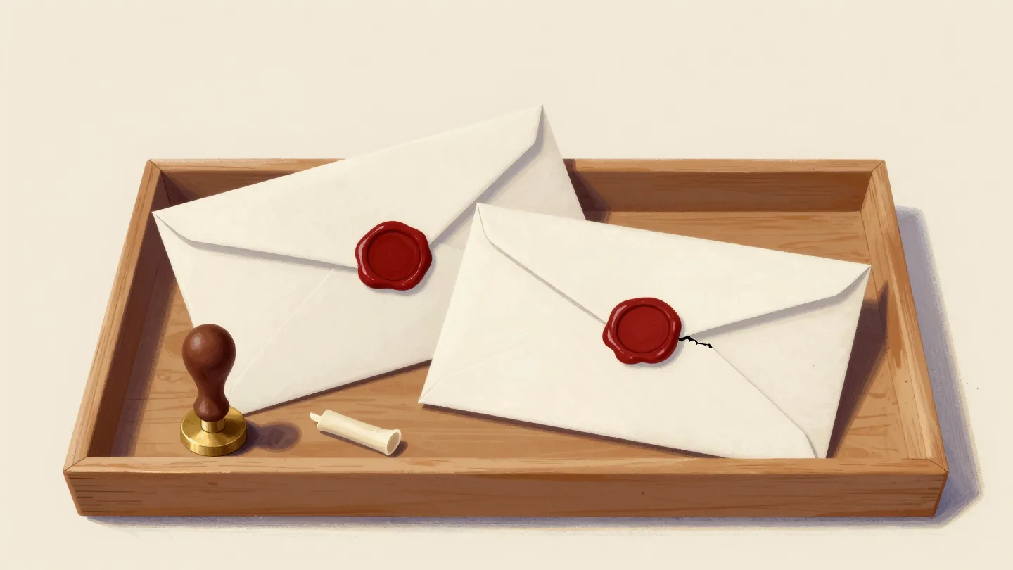 Two sealed envelopes on a tray illustrate why verification matters