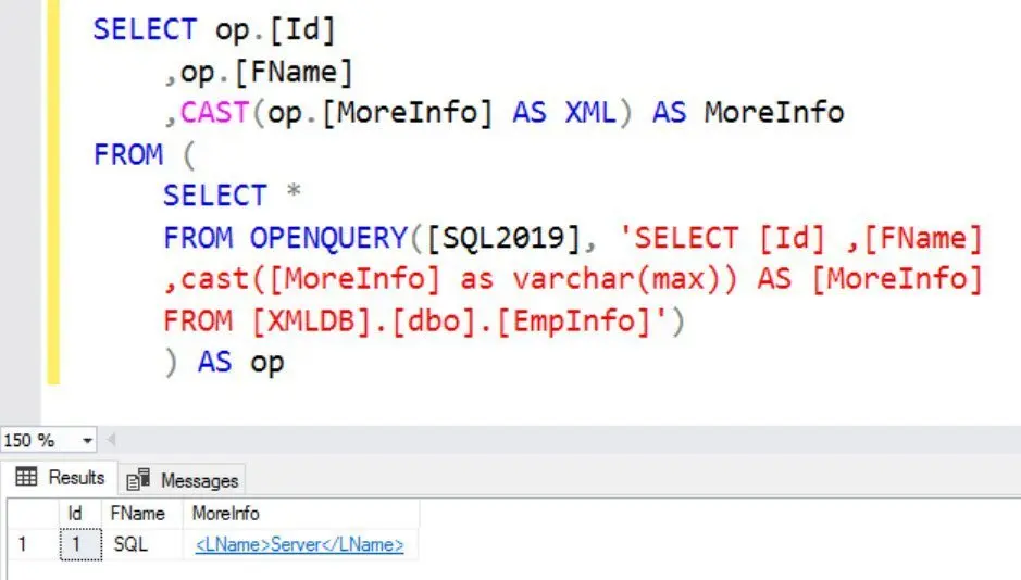 SQL SERVER - FIX: Msg 9514 - XML Data Type is Not Supported in Distributed Queries