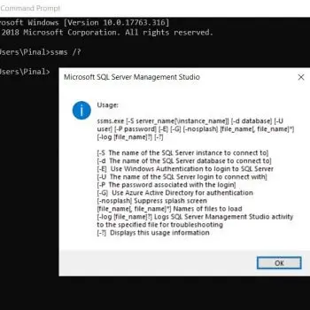 SSMS help window.