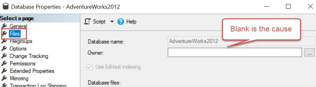 Database Properties - AdventureWorks2012.