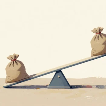 Different weighted bags balance on a simple beam, illustrating cost comparison