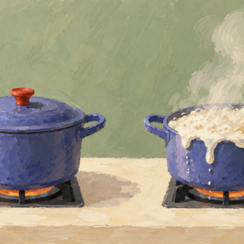Two similar cooking pots behave differently under different conditions