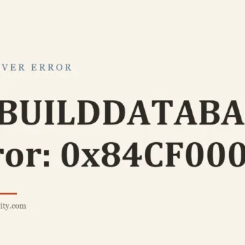Title card: REBUILDDATABASE Error: 0x84CF0004