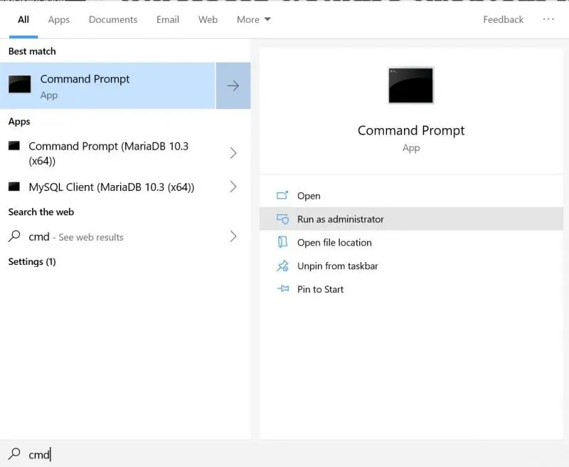 Original 2019 screenshot showing an administrator Command Prompt