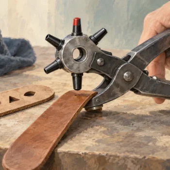 A revolving punch making one specified round hole beside differently shaped test holes