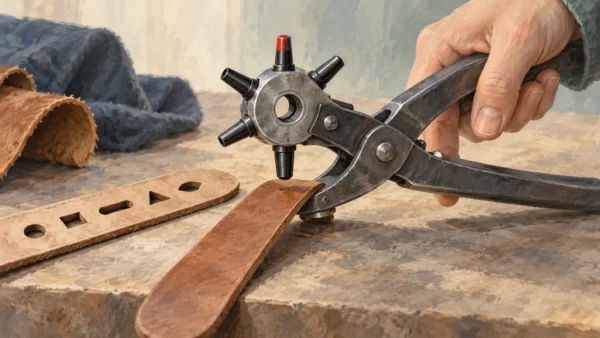 A revolving punch making one specified round hole beside differently shaped test holes