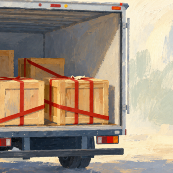 Crates are held firmly inside a vehicle by cargo straps