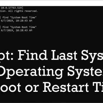 System boot time query result.