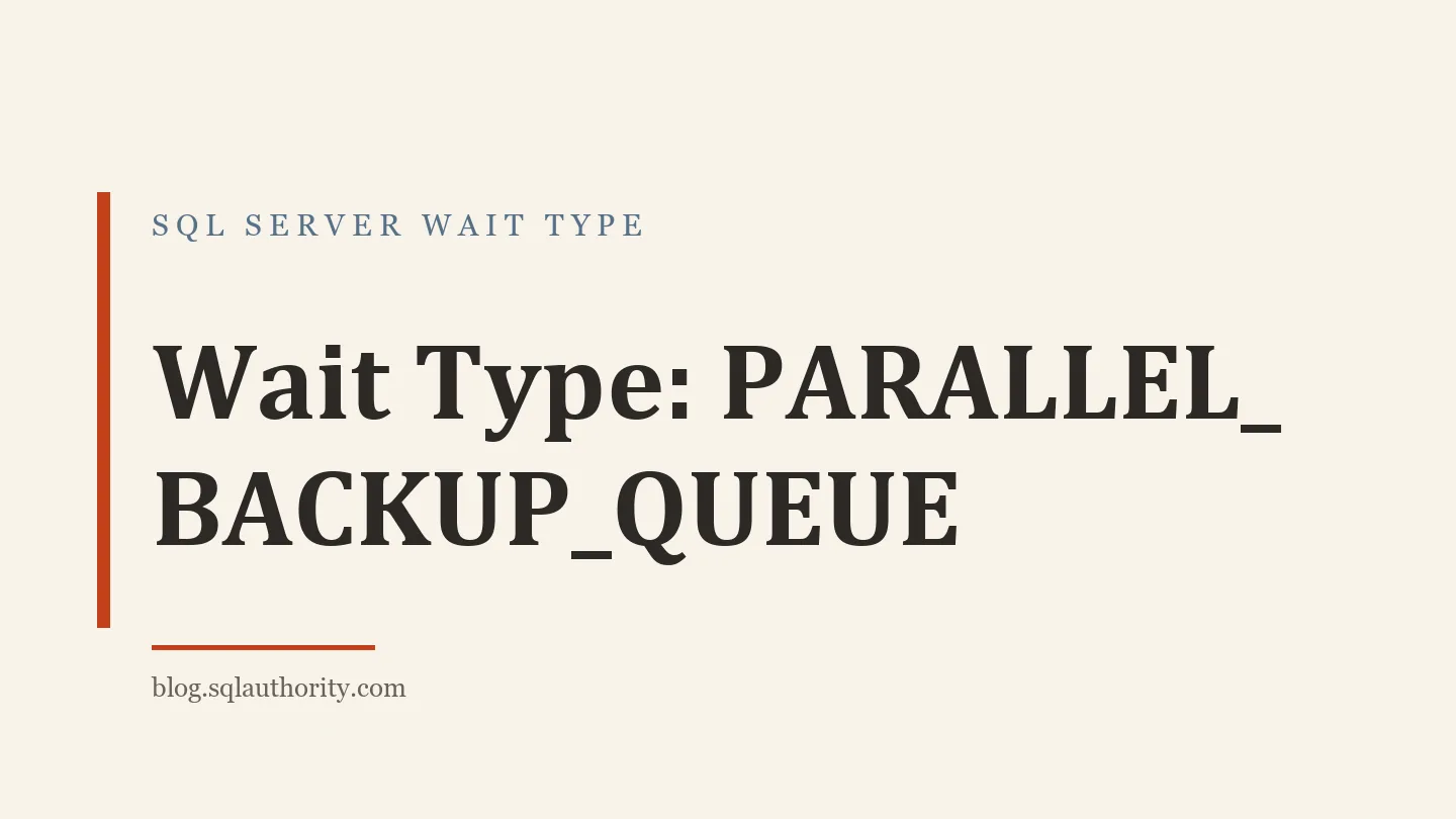 Title card: Wait Type: PARALLEL_BACKUP_QUEUE