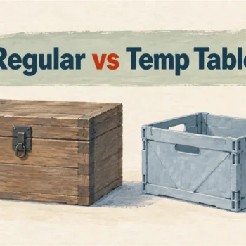 Illustrated cover: Regular vs Temp Table