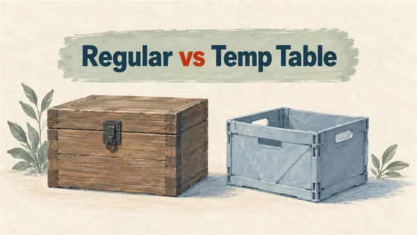 Illustrated cover: Regular vs Temp Table