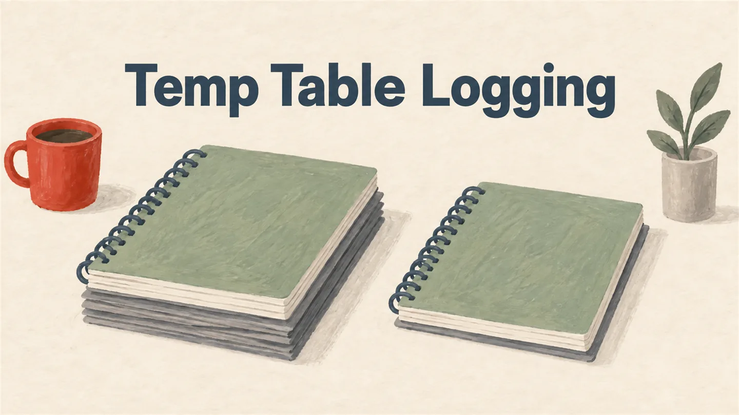 Illustrated cover: Temp Table Logging
