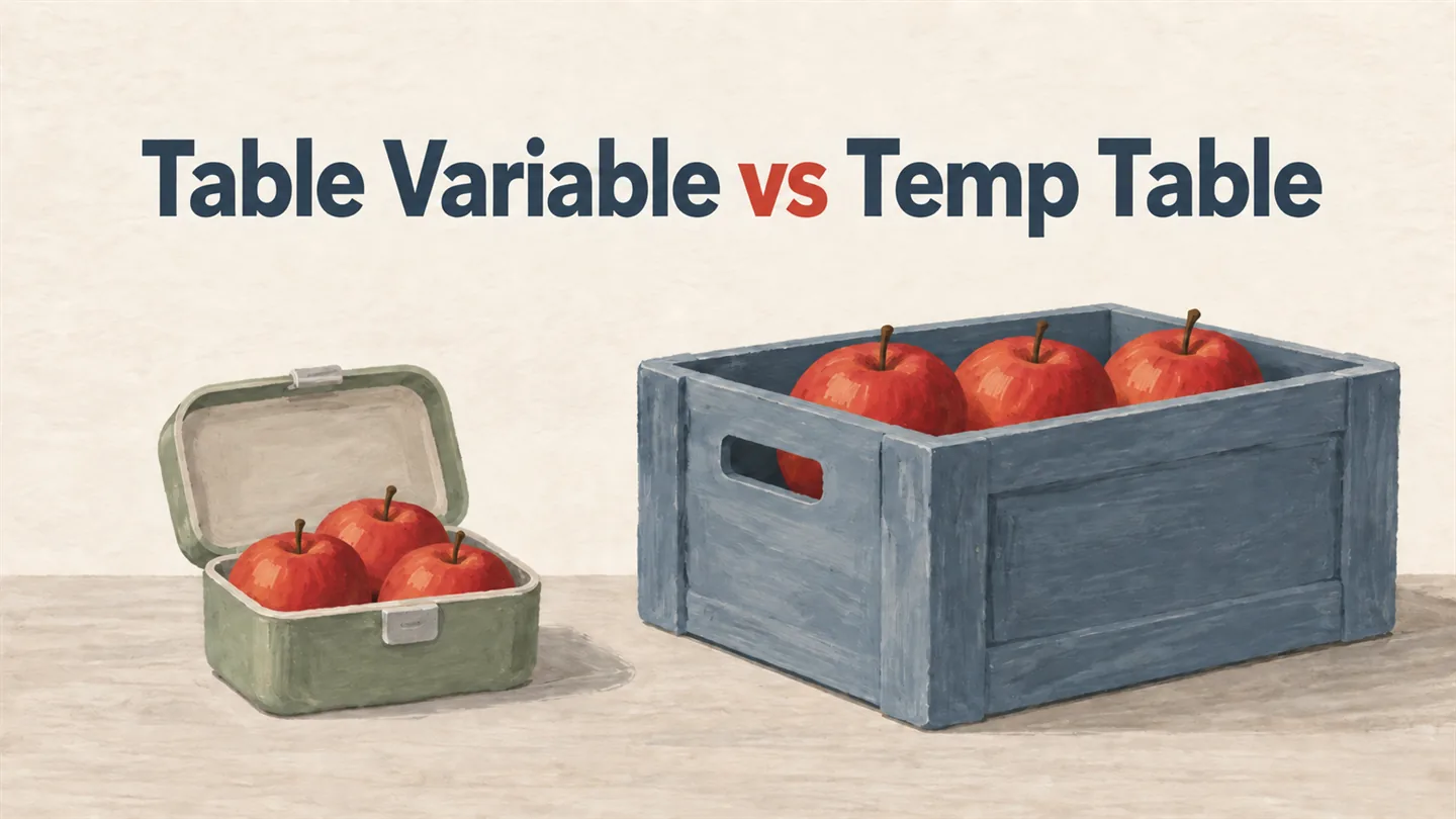 Illustrated cover: Table Variable vs Temp Table