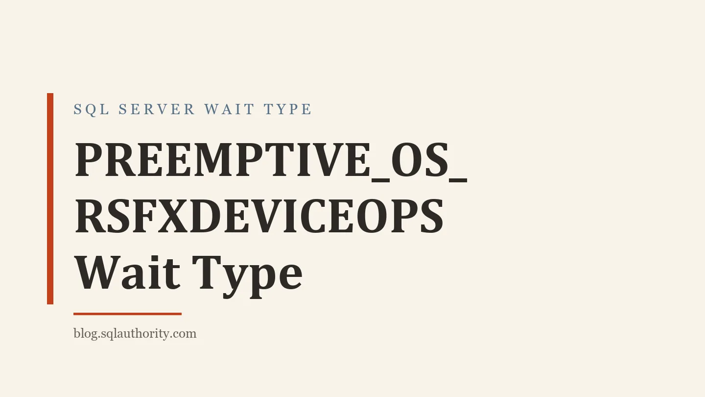 Title card: PREEMPTIVE_OS_RSFXDEVICEOPS Wait Type