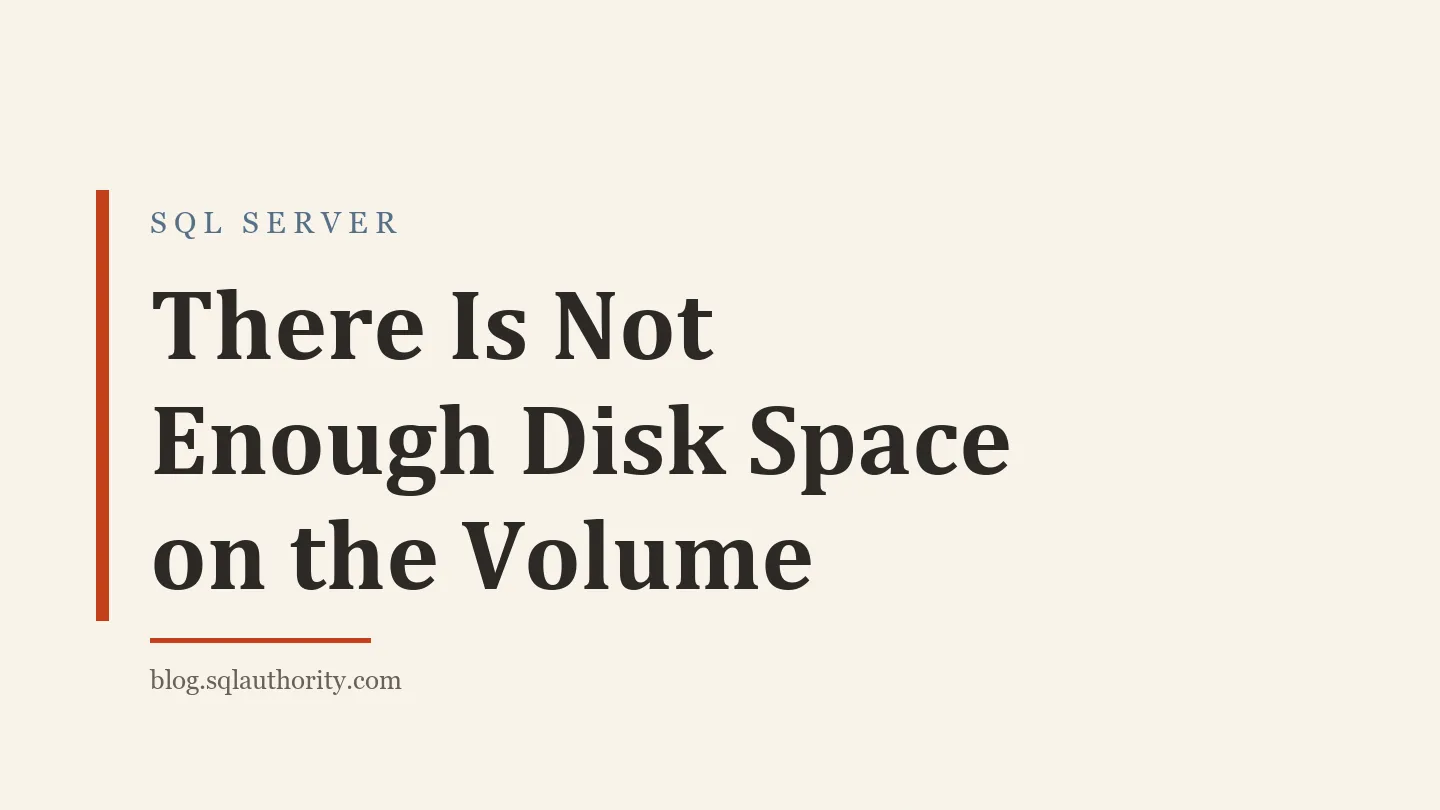 Title card: There Is Not Enough Disk Space on the Volume