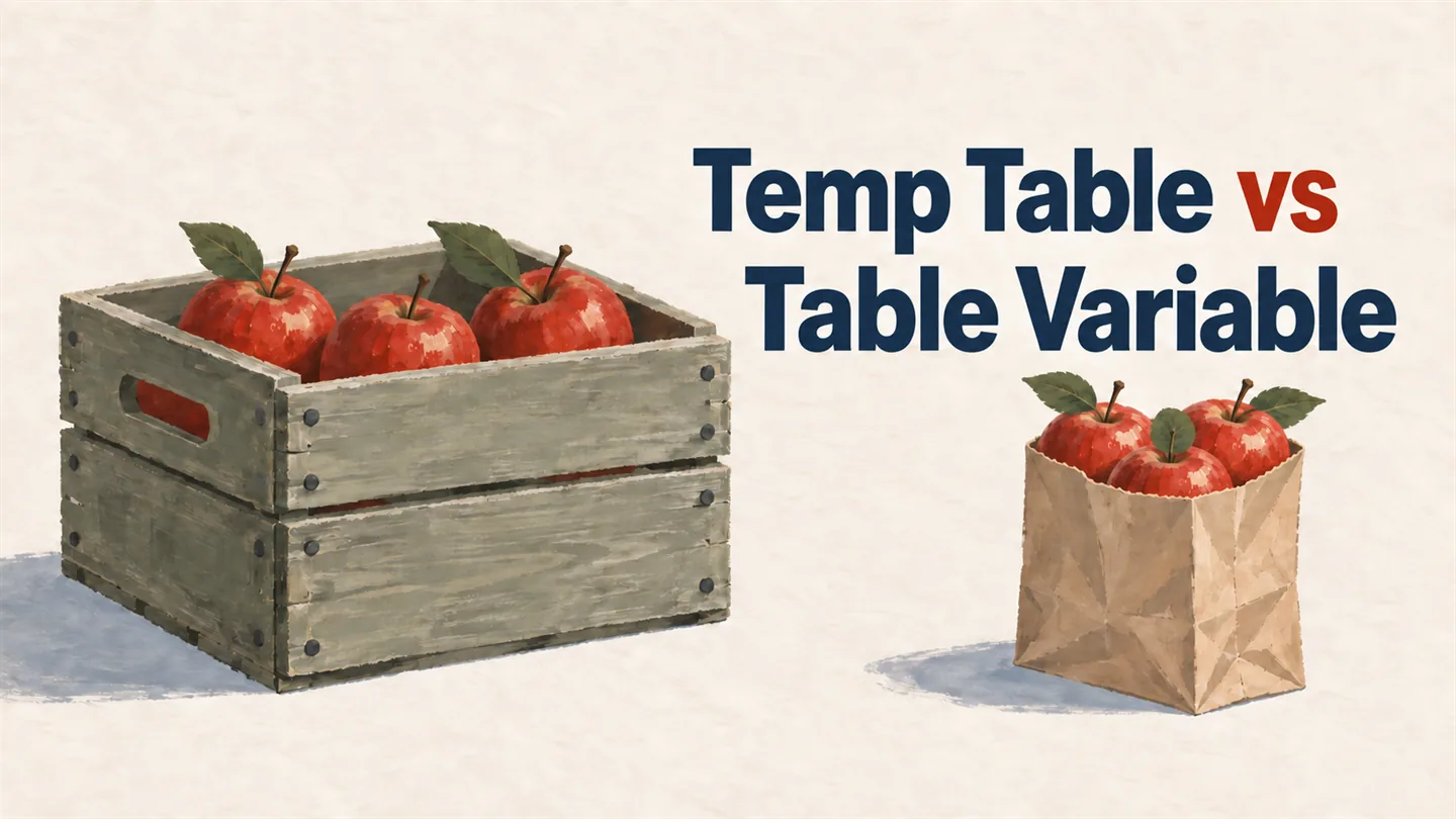 Illustrated cover: Temp Table vs Table Variable
