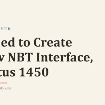 Title card: Failed to Create New NBT Interface, Status 1450