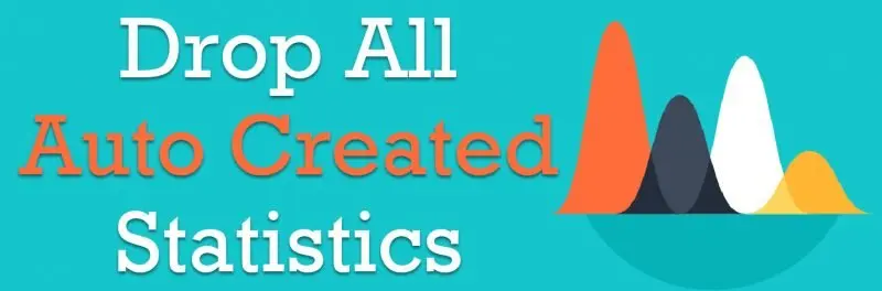 Colorful distribution curves beside the title Drop All Auto Created Statistics