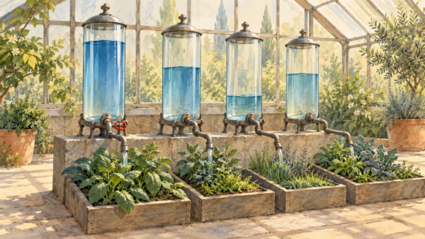 Four greenhouse water reservoirs show different levels of resource use