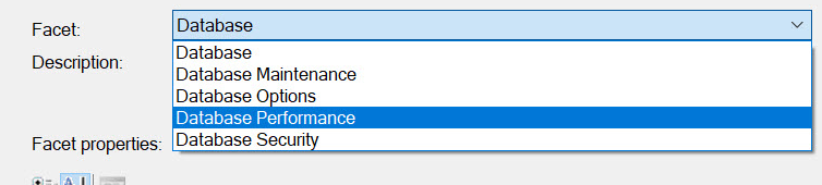 Native SSMS dropdown shows Database Performance selected