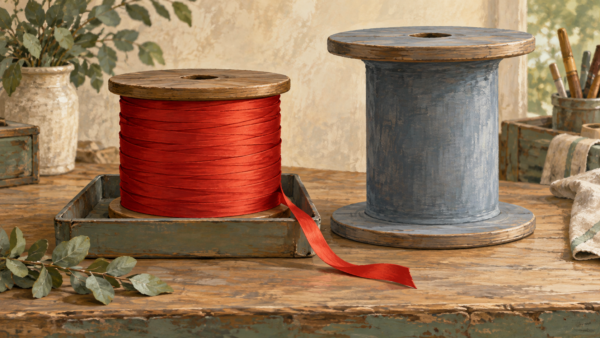 A fully wound ribbon spool has no capacity left beside a larger empty spool