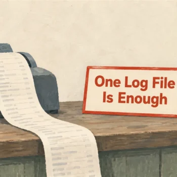 Illustrated cover: One Log File Is Enough